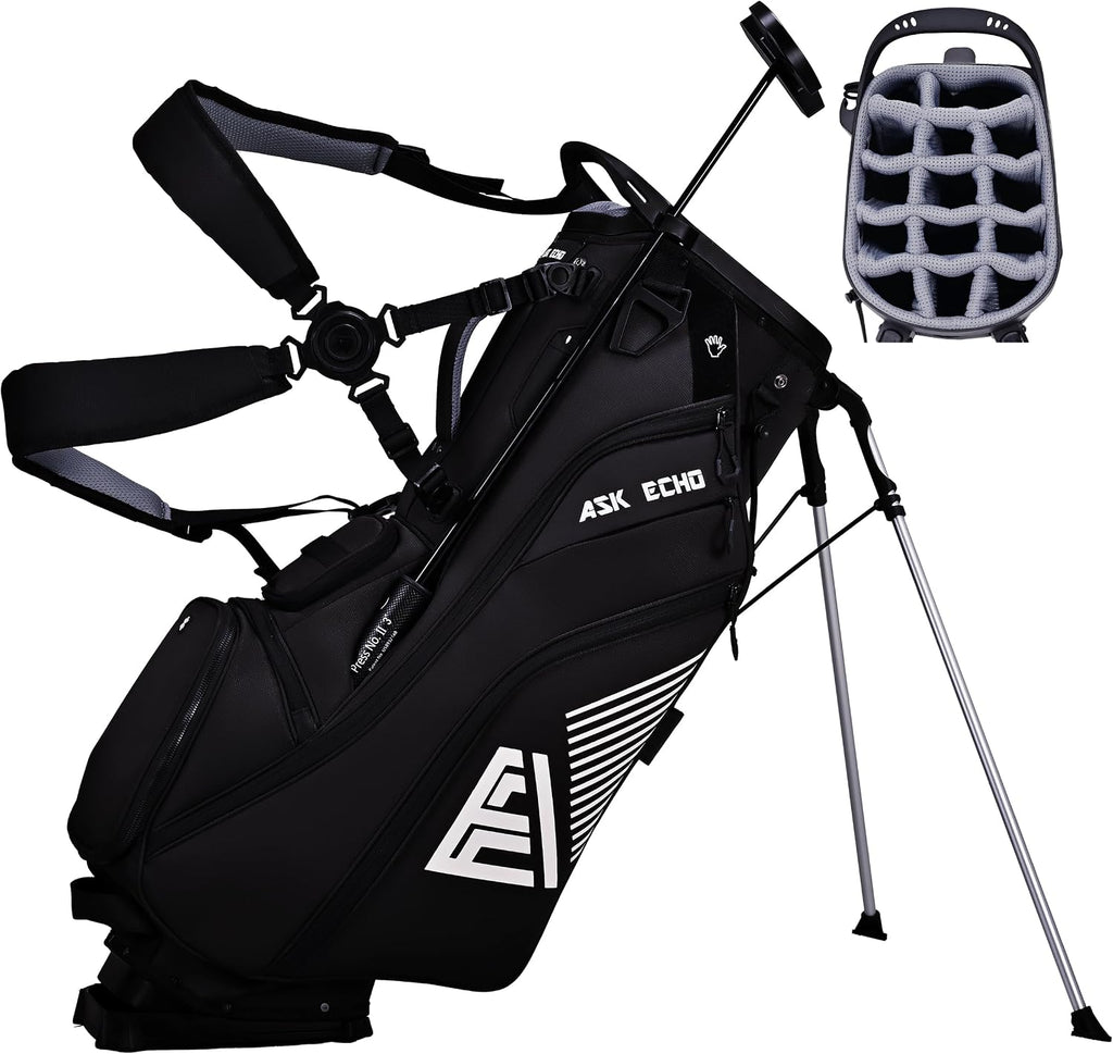 ASK ECHO Golf ST-14 Hybrid Stand Bag with 14 Way Full Length Dividers & Quick Putter Clip