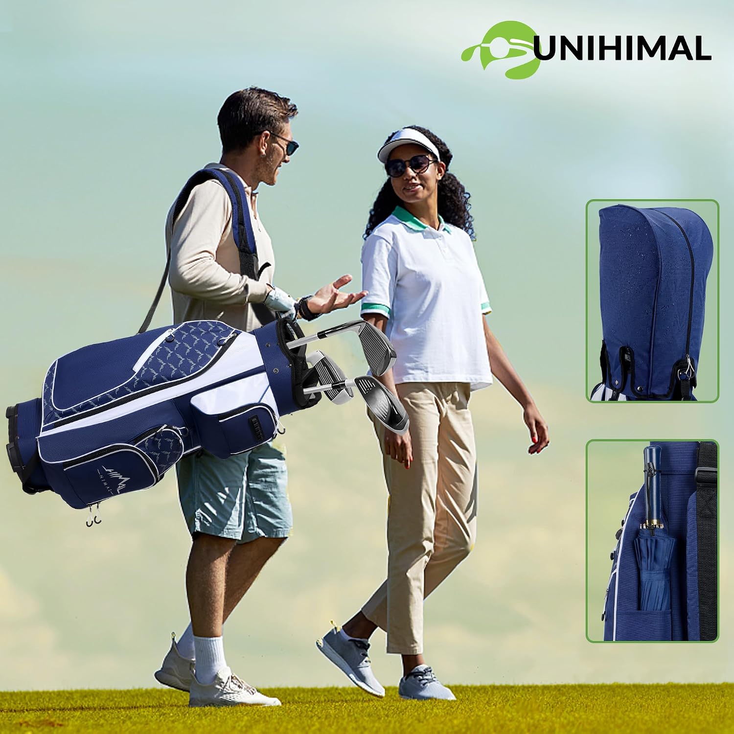 uniHimal 14 Way Golf Cart Bag Featuring Full-Length Divider Top and Multiple Pockets, Golf Bag for Men with Handles and Rain Cover
