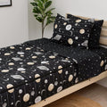 Beddy's Outer Space Themed Durable Zipper Bedding for Kids/Teens - Bed in a Bag-Black Sheets & Universe Galaxy Comforter Stars & Solar System,Includes 2 Pillowcases & 2 Shams-Easy to Make & Wash-Queen