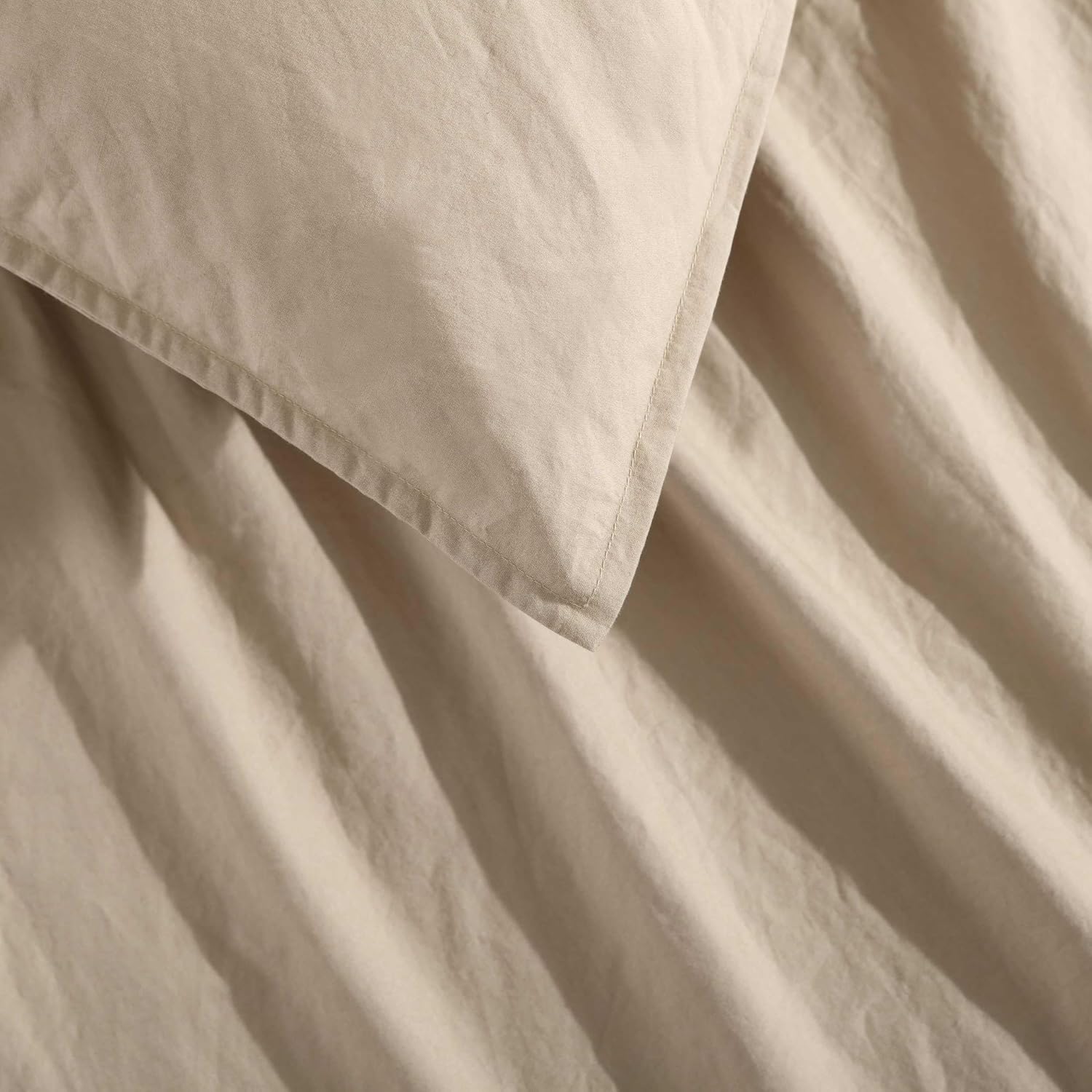Calvin Klein - Queen Comforter Set, Modern Cotton Washed Percale Bedding with Matching Shams, Oeko-Tex Certified (Washed Percale Camel Brown, Queen)