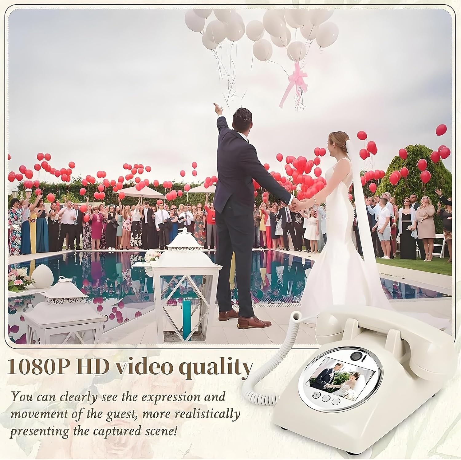 Video & Audio Guest Book, Wedding Phone Guestbook with Lens Recording,32G Memory Card, 1080p HD Video Guestbook for Engagements/Anniversaries/Graduation(White)