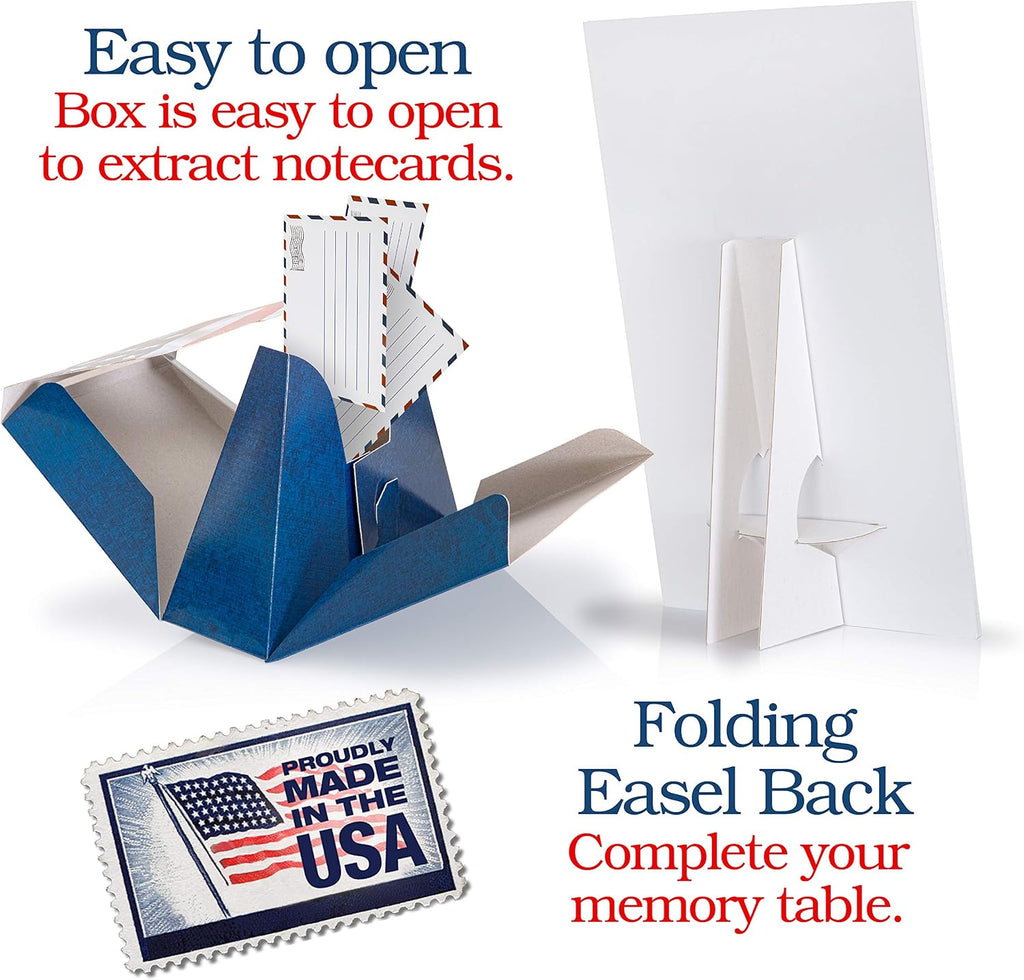 American Made Memory Cards for Military Funerals- Patriotic Note Card Set for Sharing Memories at Celebration of Life & Memorial Services (100 pack)