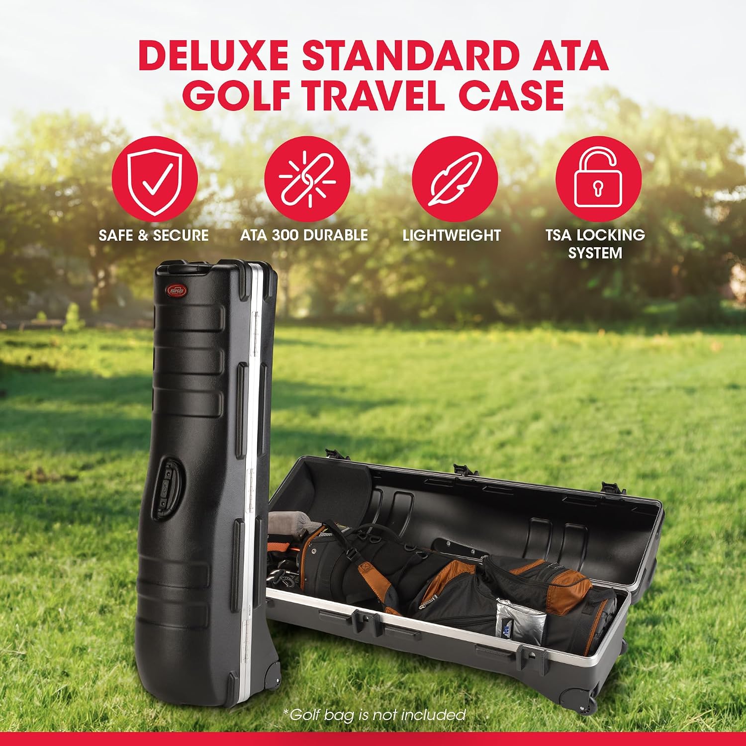 SKB Staff ATA Hard Shell Plastic Golf Travel Case for Cart Bags