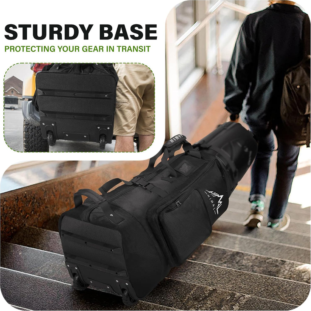 uniHimal Golf Travel Bag with Hard Case Top, 1680D Heavy Duty Oxford Golf Club Travel Bags for Airlines with Wheels Easy to Maneuver