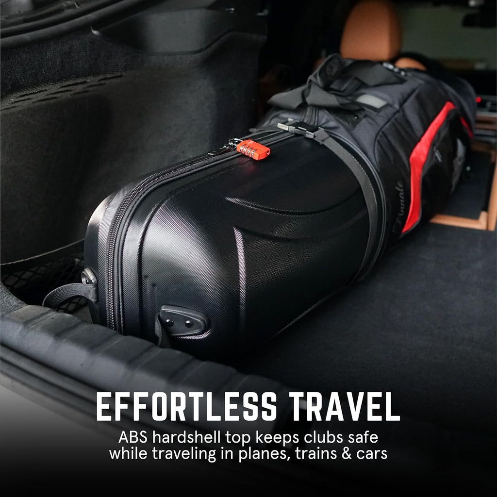 Golf Travel Bags for Airlines with Wheels, Hard Case Top, 1680D Ballistic Nylon, and Tank Wheels - Dust Bag Included - Light & Easy to Maneuver Waterproof Golf Club Protection