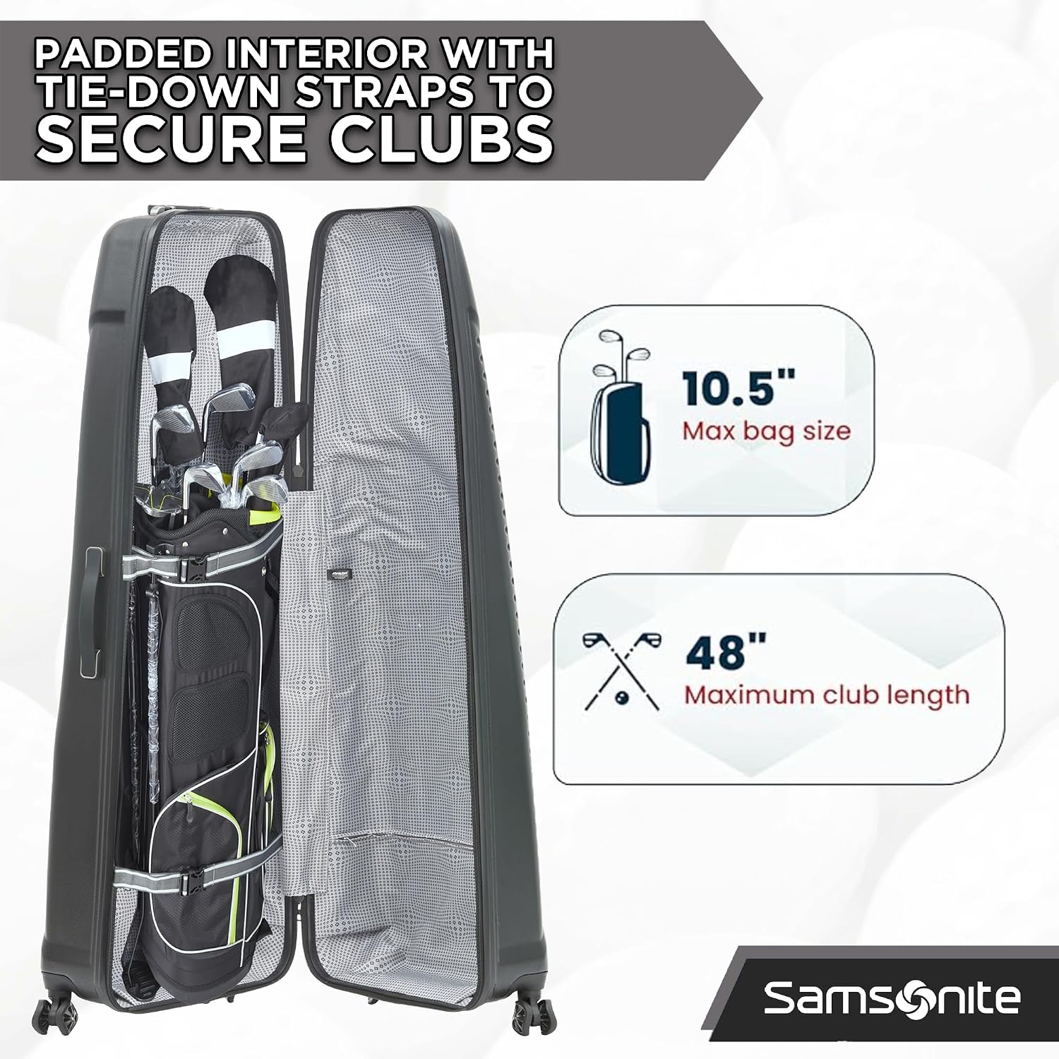 Samsonite Tour Premier Golf Hard Case Golf Travel Bag, Lightweight & Durable ABS Shell, 360 Degree Multi-Directional 'Shark Wheels'