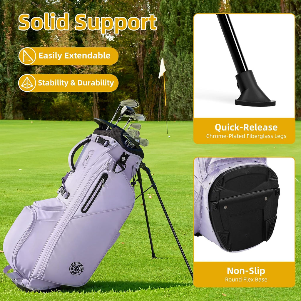 Golf Stand Bag 14 Way, Lightweight Golf Bags for Men Women with Stand, Padded Ergonomic Double Strap, Full Length Dividers, Multiple Pockets, Rain Hood