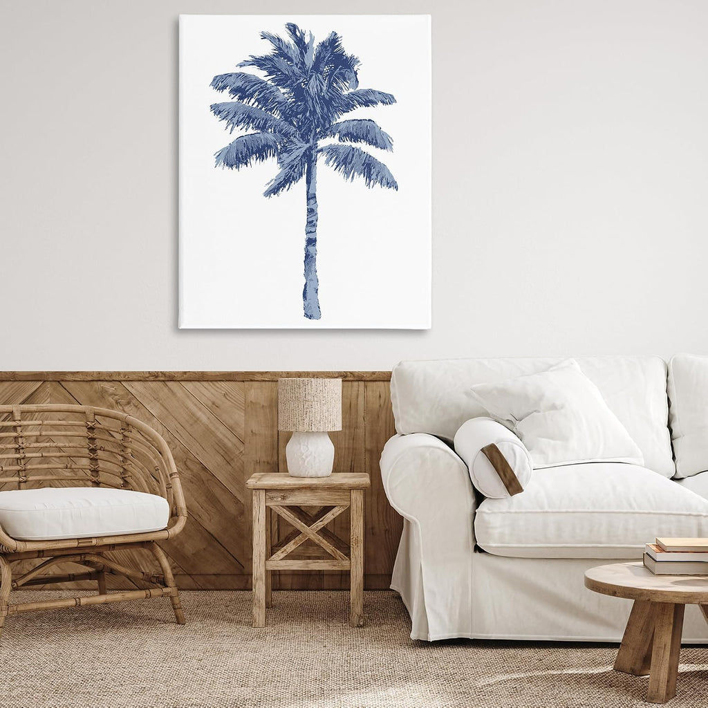 Stupell Industries Modern Palm Tree in Blue Canvas Wall Art Design by Kristen Drew, 36 x 48