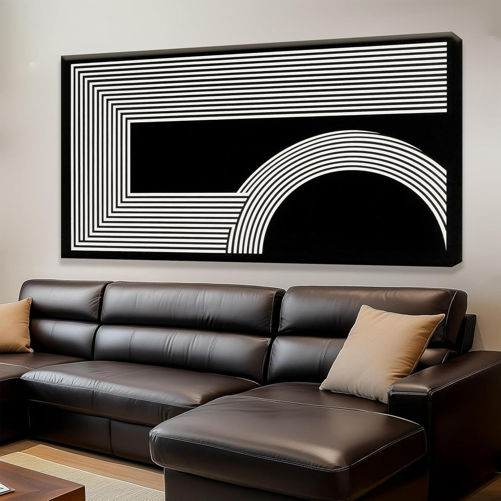 TAIJXAGSG Large Abstract Wall Art Black And White Wall Art Geometric Line Print Painting Artwork Canvas Art Wall Decor Simple Picture Artwork For Living Room Bedroom Office Home Decor 29'X 58'