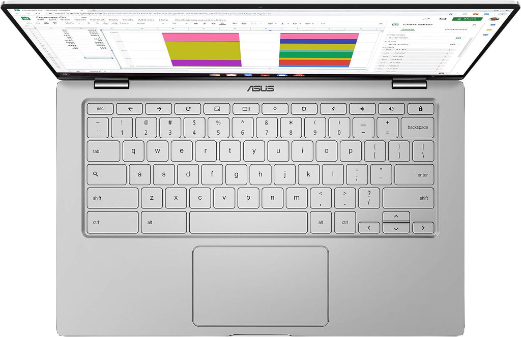 ASUS Chromebook Flip C434 2 in 1 Laptop, 14' Touchscreen FHD 4-Way NanoEdge, Intel Core m3-8100Y Processor, 4GB RAM, 128GB eMMC Storage, Backlit KB, Spangle Silver, Chrome OS, C434TA-IH348T