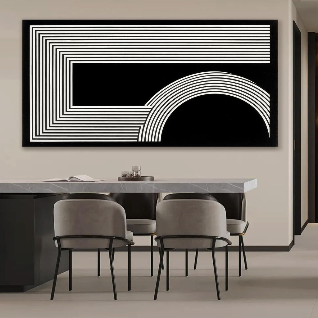 TAIJXAGSG Large Abstract Wall Art Black And White Wall Art Geometric Line Print Painting Artwork Canvas Art Wall Decor Simple Picture Artwork For Living Room Bedroom Office Home Decor 29'X 58'
