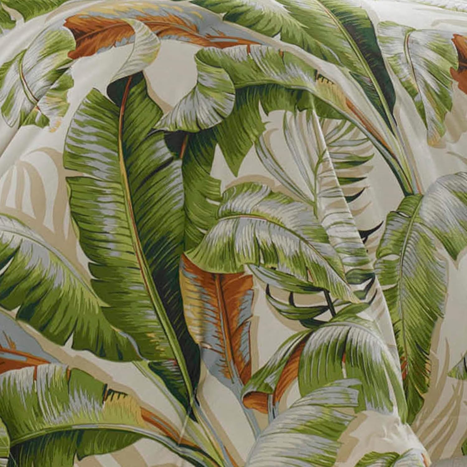 Tommy Bahama - Queen Comforter Set, Naturally Soft & Smooth Cotton Sateen Bedding with Matching Pillowcases & Bed Skirt, Medium Weight 4 Piece Bed Set (Palmiers Green)