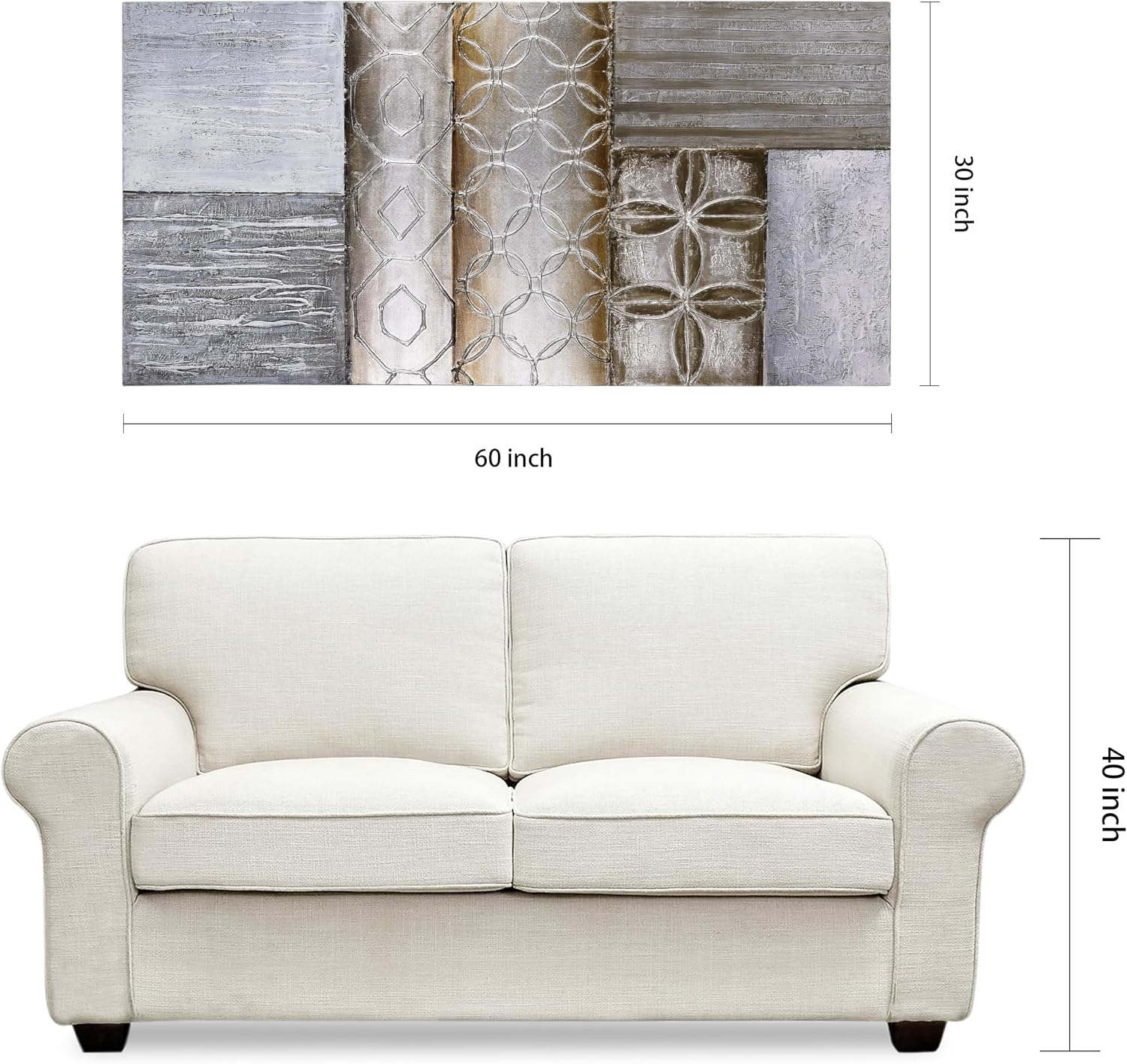 Empire Art Direct 'Stacked 1' Original Textured Metallic Oil Painting by Martin Edwards, 60' x 30'