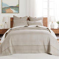 Levtex Home Cross Stitch Reversible Queen Bedspread Set (104x106in) with 2 Pillow Shams (26x20in) - Stitch Texture - Taupe - Cotton Queen Size Bedspread Set - Lightweight, Soft, Pre-Washed