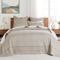 Levtex Home Cross Stitch Reversible Twin Bedspread Set (84x104in) with 1 Pillow Sham (26x20in) - Stitch Texture - Taupe - Cotton Twin Size Bedspread Set - Lightweight, Soft, Pre-Washed