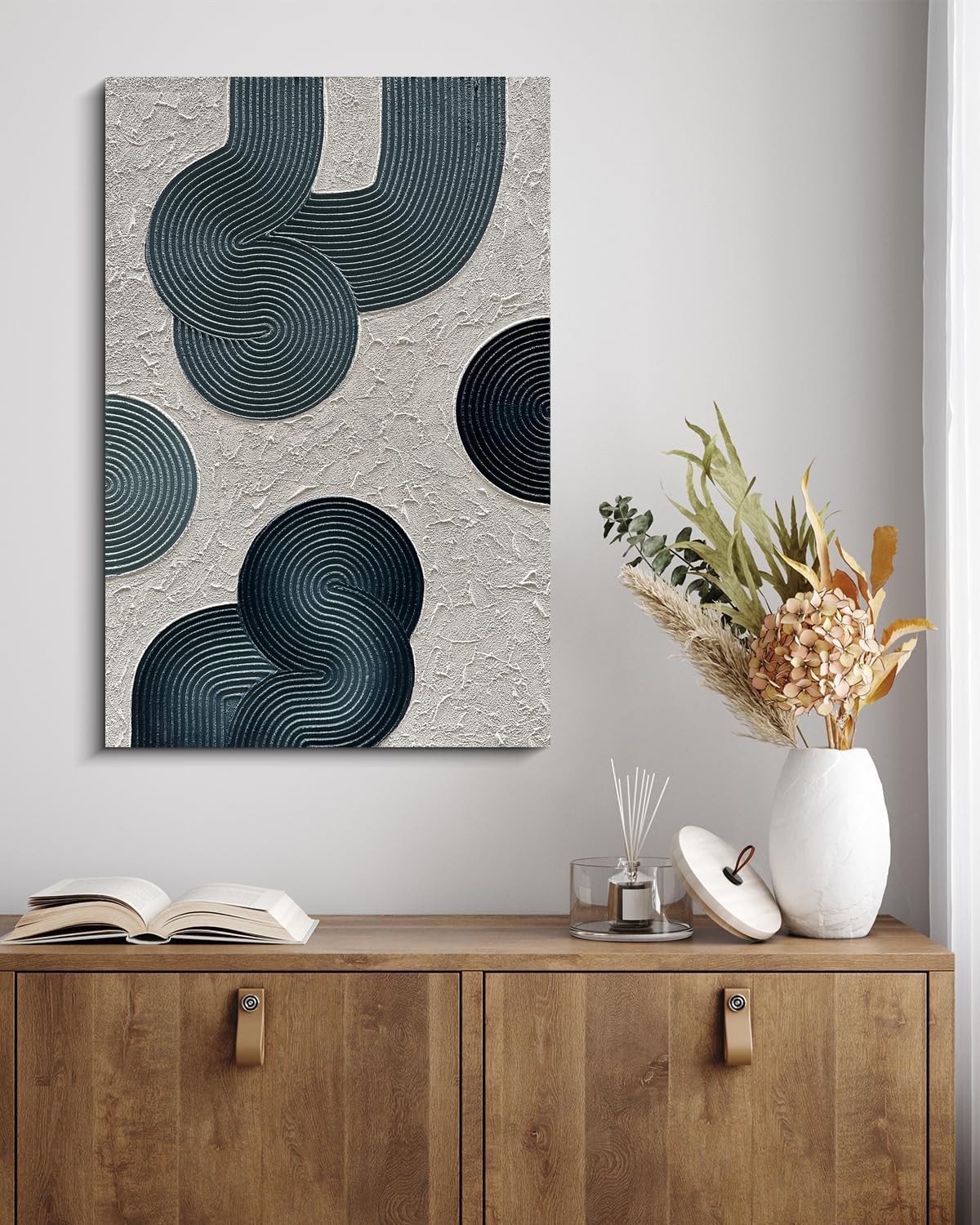 NANKAI Art Hand-painted Blue thick texture Abstract Oil painting Modern minimalist style Wall Deco art 45x30 inch large canvas wall deco art