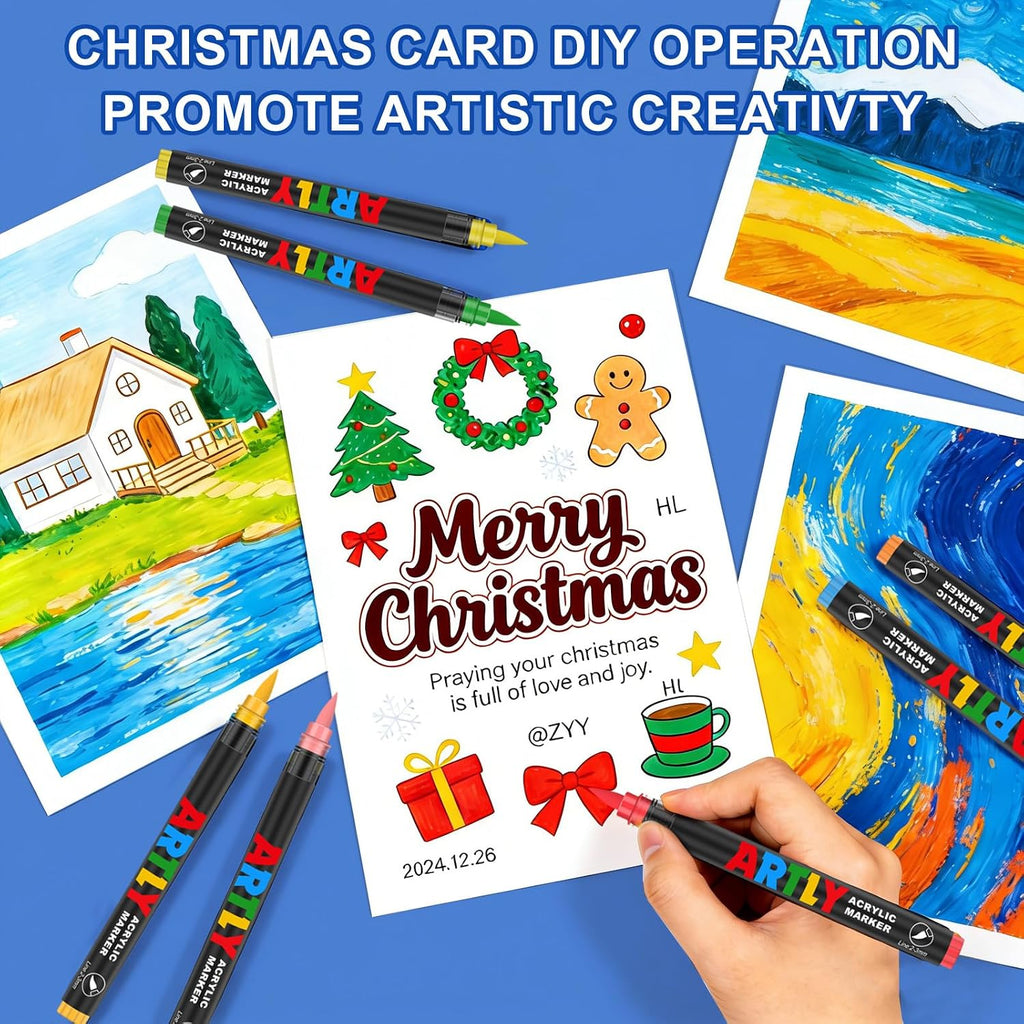 Amamao 320 Colors Acrylic Paint Markers, Soft Brush Tip Pens and Markers, Acrylic Paint Pens for Wood, Stone, Canvas, Glass, Fabric, Egg, Rock Painting and DIY Crafts Art Supplies