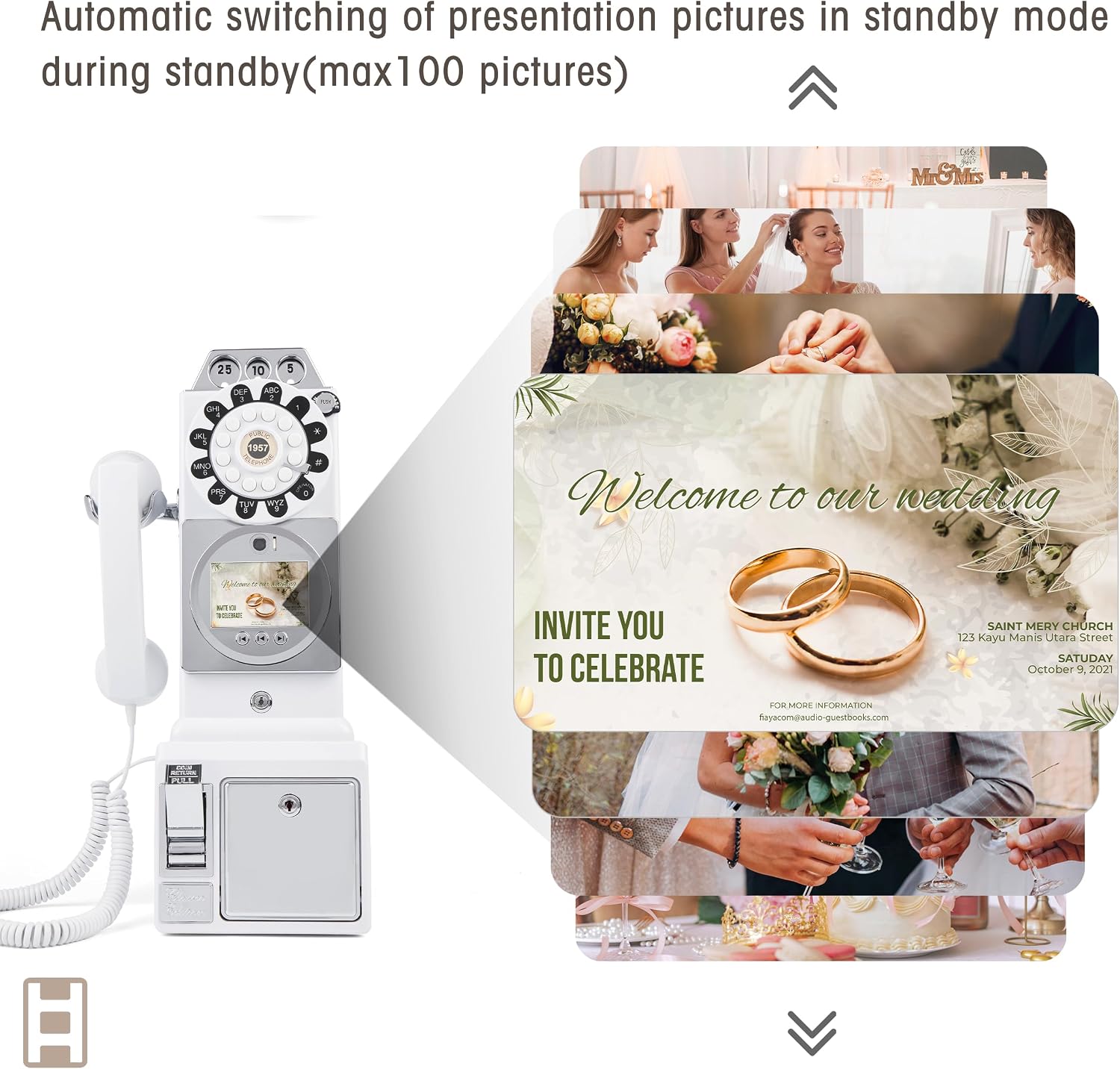 Video Guest Book, Audio Guest Book Wedding Phone, Record Preserve Your Special Occasions, for Wedding, Bridal Shower, Baby Shower, Birthday, Graduations, Anniversary (Wall Hanging, White)