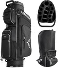 uniHimal Golf Cart Bag with 14-Way Full-Length Dividers, Golf Bag for Men Women with Magnetic Leather Pocket, Handles and Rain Cover, Lightweight Golf Club Bag Includes Cooler Pockets