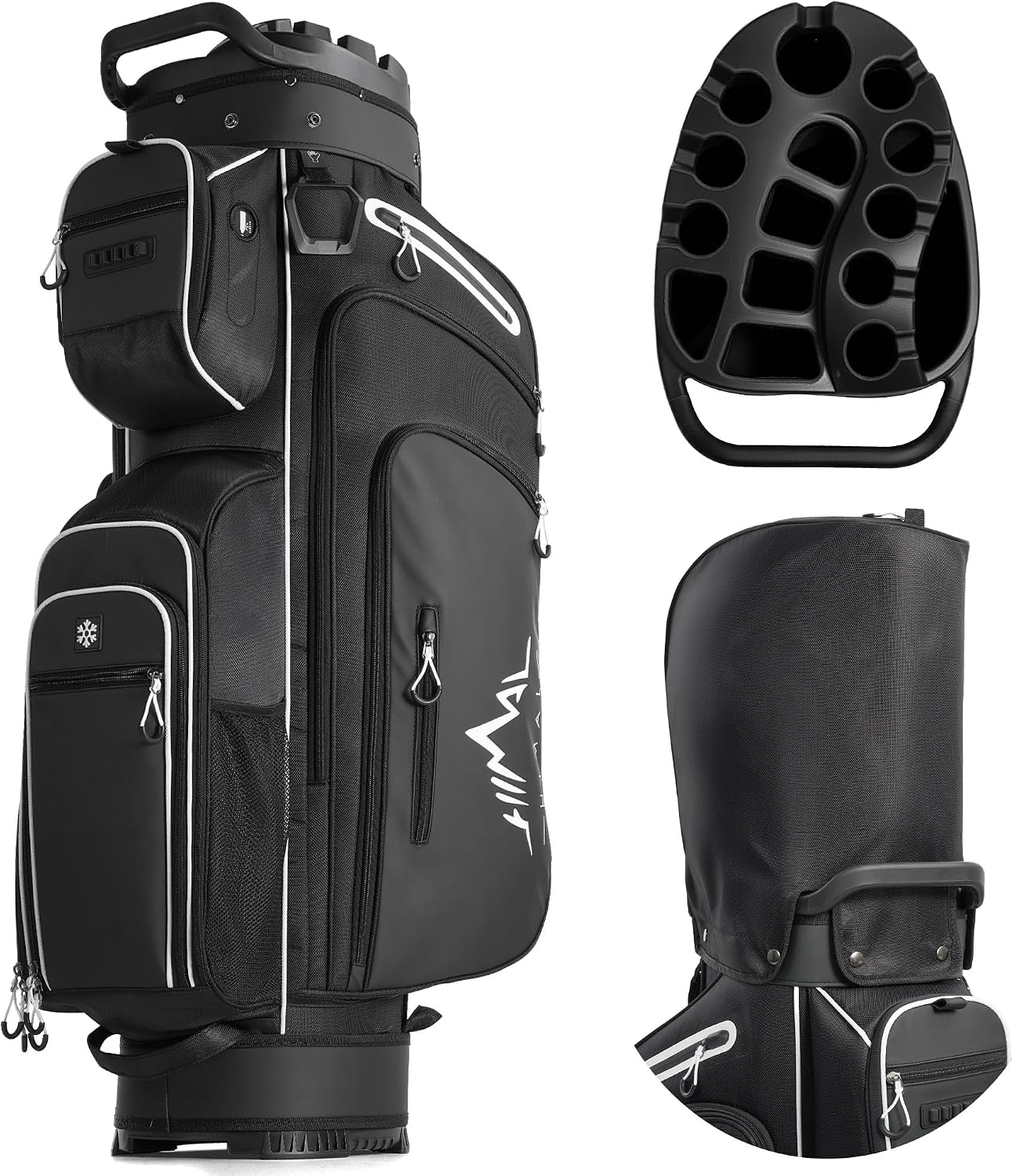 uniHimal Golf Cart Bag with 14-Way Full-Length Dividers, Golf Bag for Men Women with Magnetic Leather Pocket, Handles and Rain Cover, Lightweight Golf Club Bag Includes Cooler Pockets