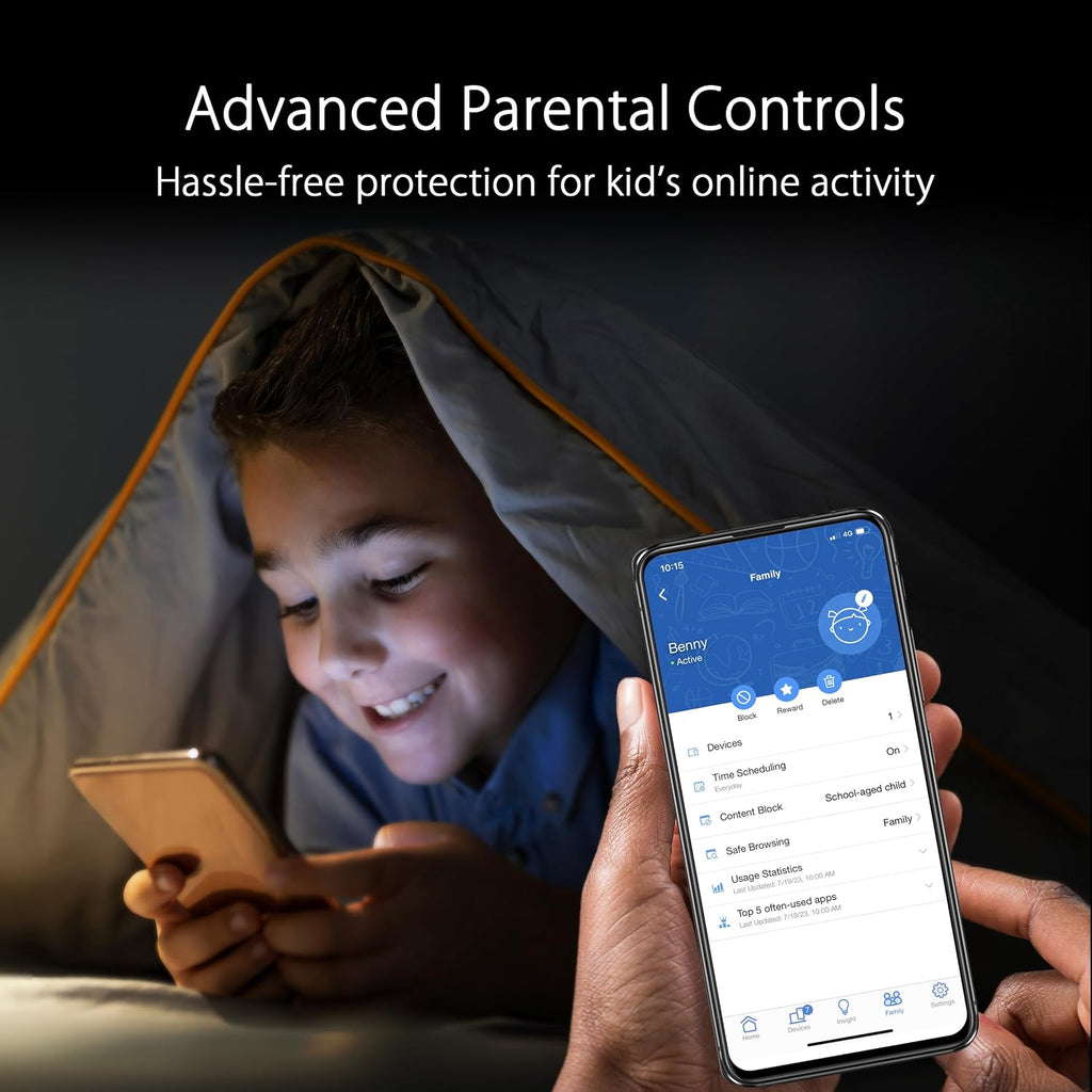 ASUS ZenWiFi Pro ET12 AXE11000 Tri-Band WiFi 6E Mesh System (2 Pack), Coverage up to 6000 sq ft, Subscription-Free Network Security, Advanced Parental Controls, Instant Guard, VPN, Dual 2.5G Ports