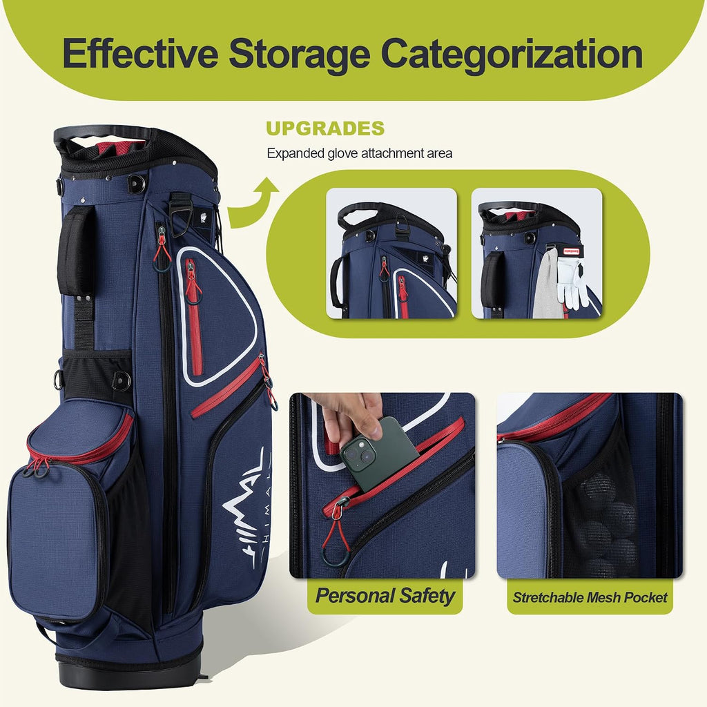 GoHimal 14 Way Golf Stand Bag, Golf Bags for Men with Stand, Top Dividers Ergonomic with 10 Pockets Golf Club Bags