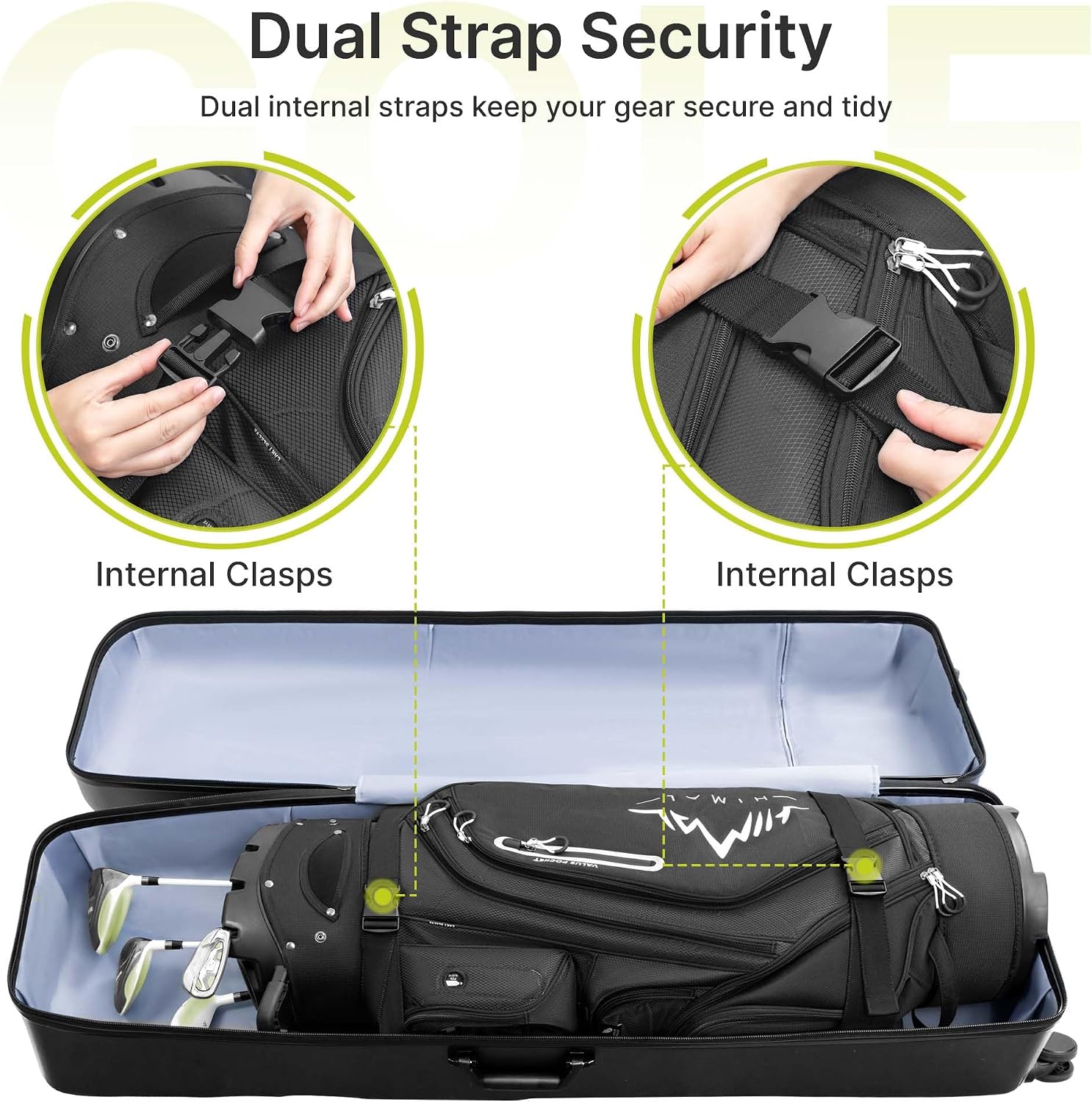 uniHimal Hard Case Golf Travel Bag with Wheels - PC Hard Shell Design Waterproof, Durable & Large Capacity - Golf Travel Case for Golf Clubs Ultimate Protection.