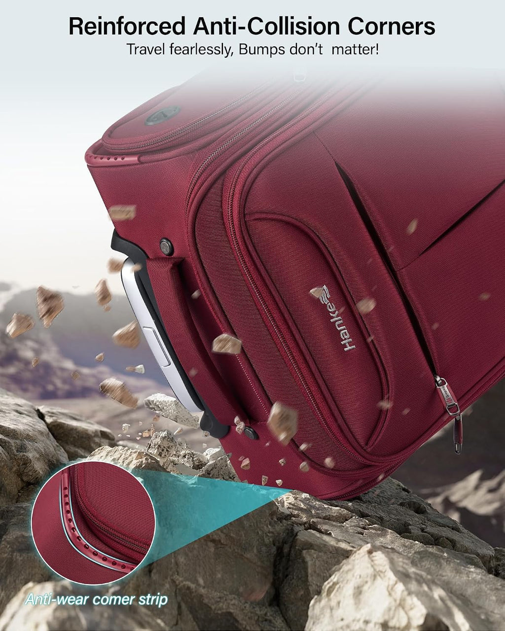 Hanke Underseat Carry On Luggage with Wheels, Lightweight Small Suitcase Airline Approved 16 Inch Softside Personal Item Travel Bag for Women Men, Compact Under Seat Luggage.(Burgundy)