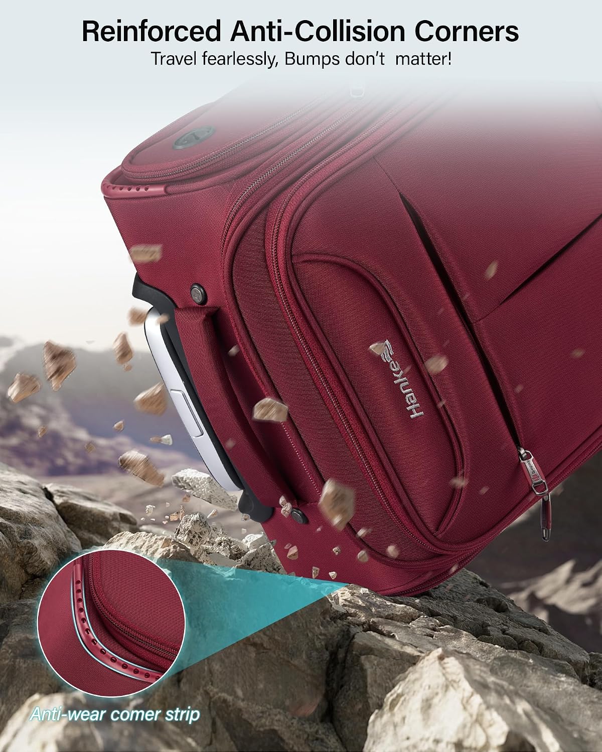 Hanke Underseat Carry On Luggage with Wheels, Lightweight Small Suitcase Airline Approved 16 Inch Softside Personal Item Travel Bag for Women Men, Compact Under Seat Luggage.(Burgundy)