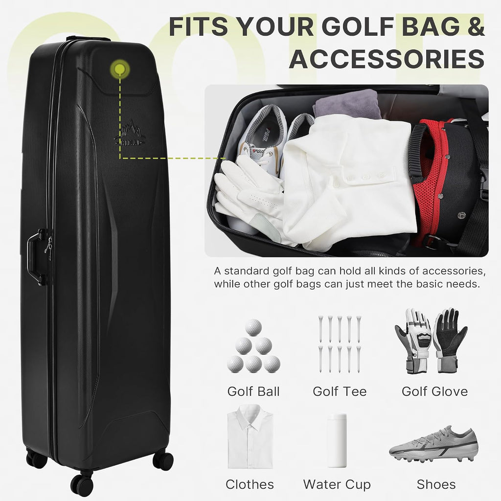 uniHimal Hard Case Golf Travel Bag with Wheels - PC Hard Shell Design Waterproof, Durable & Large Capacity - Golf Travel Case for Golf Clubs Ultimate Protection.
