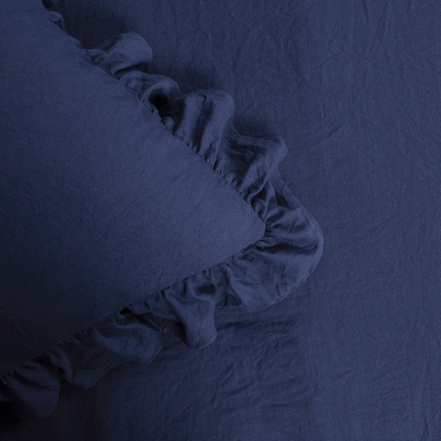 Lush Decor Reyna Ruffle Comforter Set - 2 Piece Cozy Ruffled Bedding Set - Timeless Elegance and Comfort for Dorm Room - Twin XL, Navy