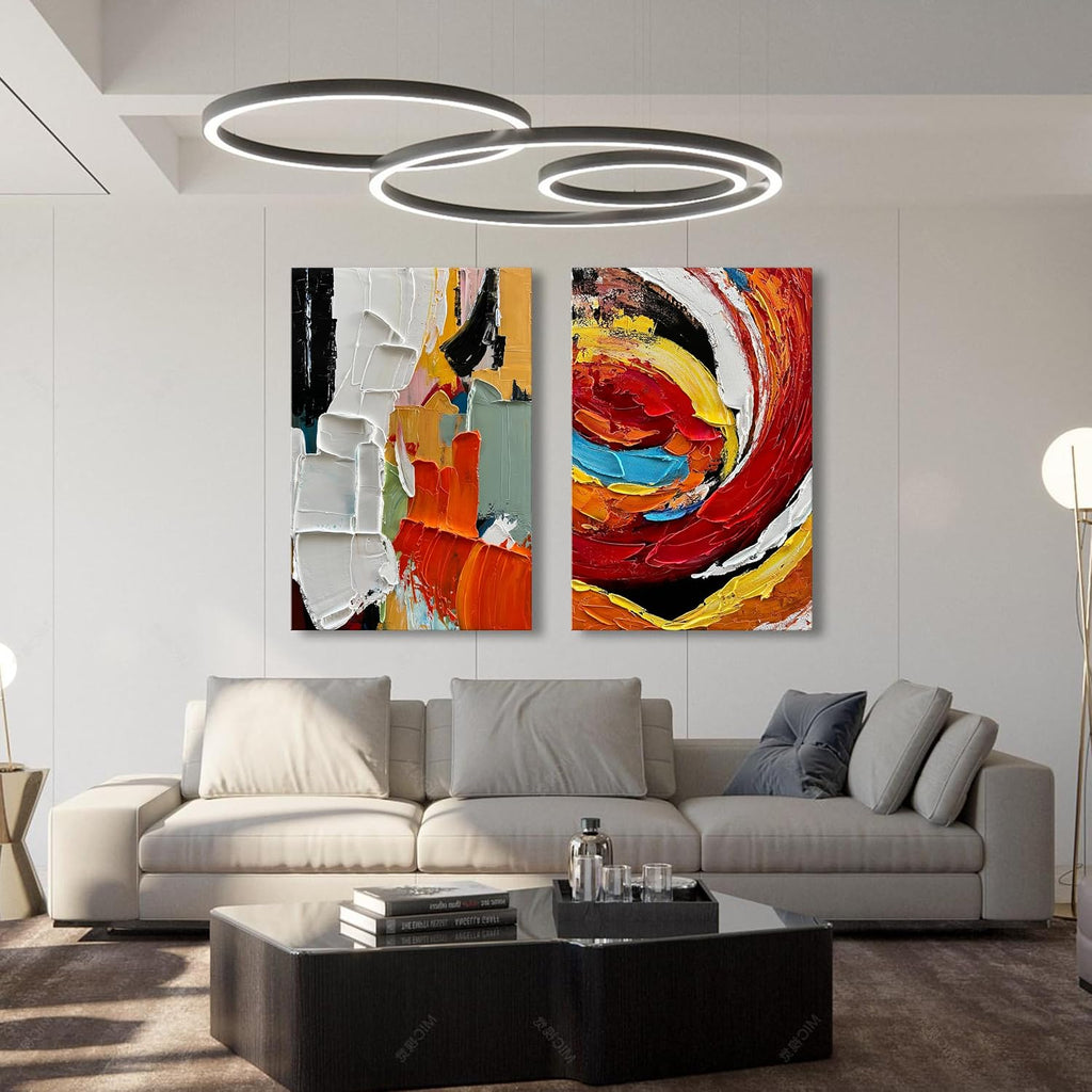 Art 100% Hand-Painted Modern Abstract Art White and Black Art Oil Paintings for Family Living Room Hallway Wall Decoration 45x30 inches