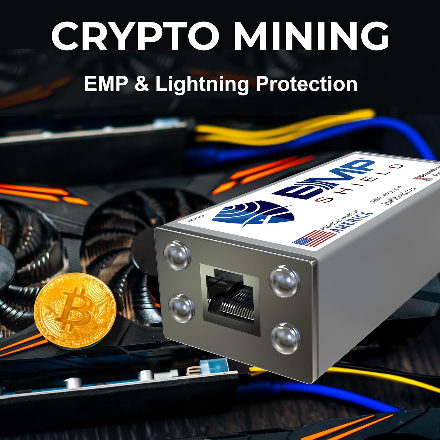 EMP Shield Ethernet Protection from Electromagnetic Pulse (EMP), Coronal Mass Ejection (CME), Solar Flare, & Lightning - Internet Surge Protector for laptops, WiFi Routers, Modems, & Desktop Computers