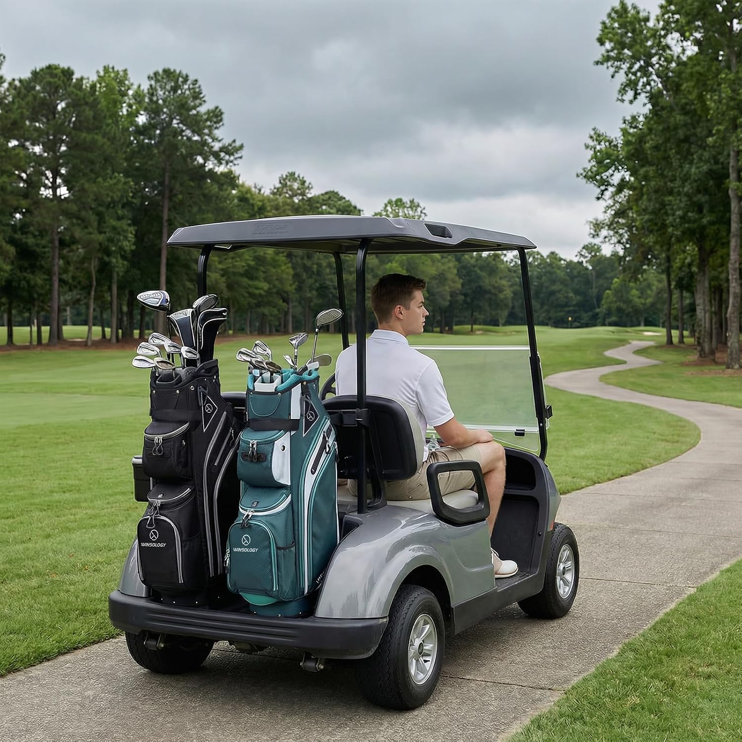 Max Lightweight Golf Cart Bag with Dual Handles and 14 Way Individual Full Length Dividers, Golf Club Bag with 11 Pockets, Large Putter Well, Double Strap Cooler for Men & Women