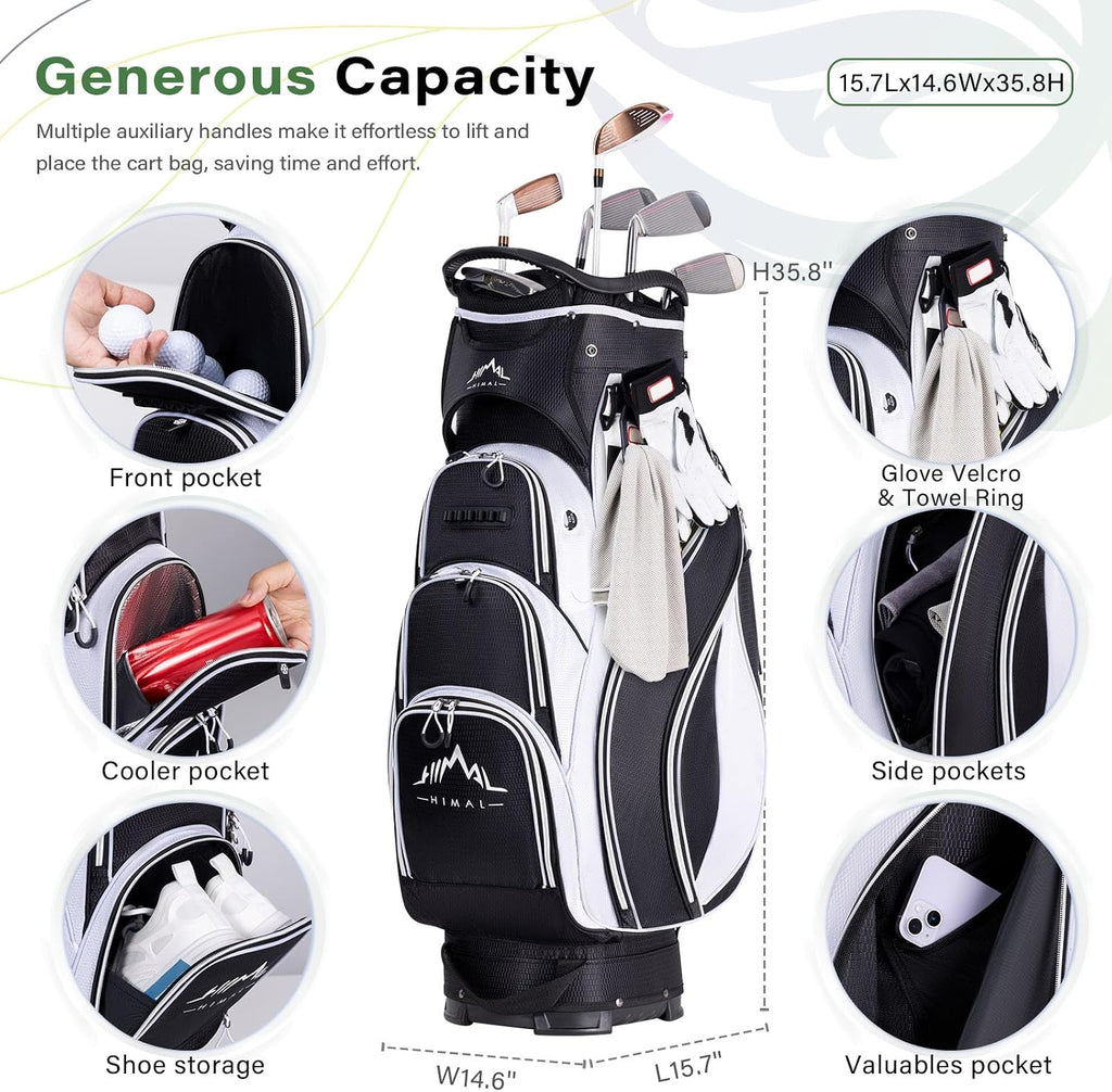uniHimal Golf Cart Bag with 14-Way Divider Top, Ample Storage Space, Men's Golf Bag with Handles and Umbrella Holder
