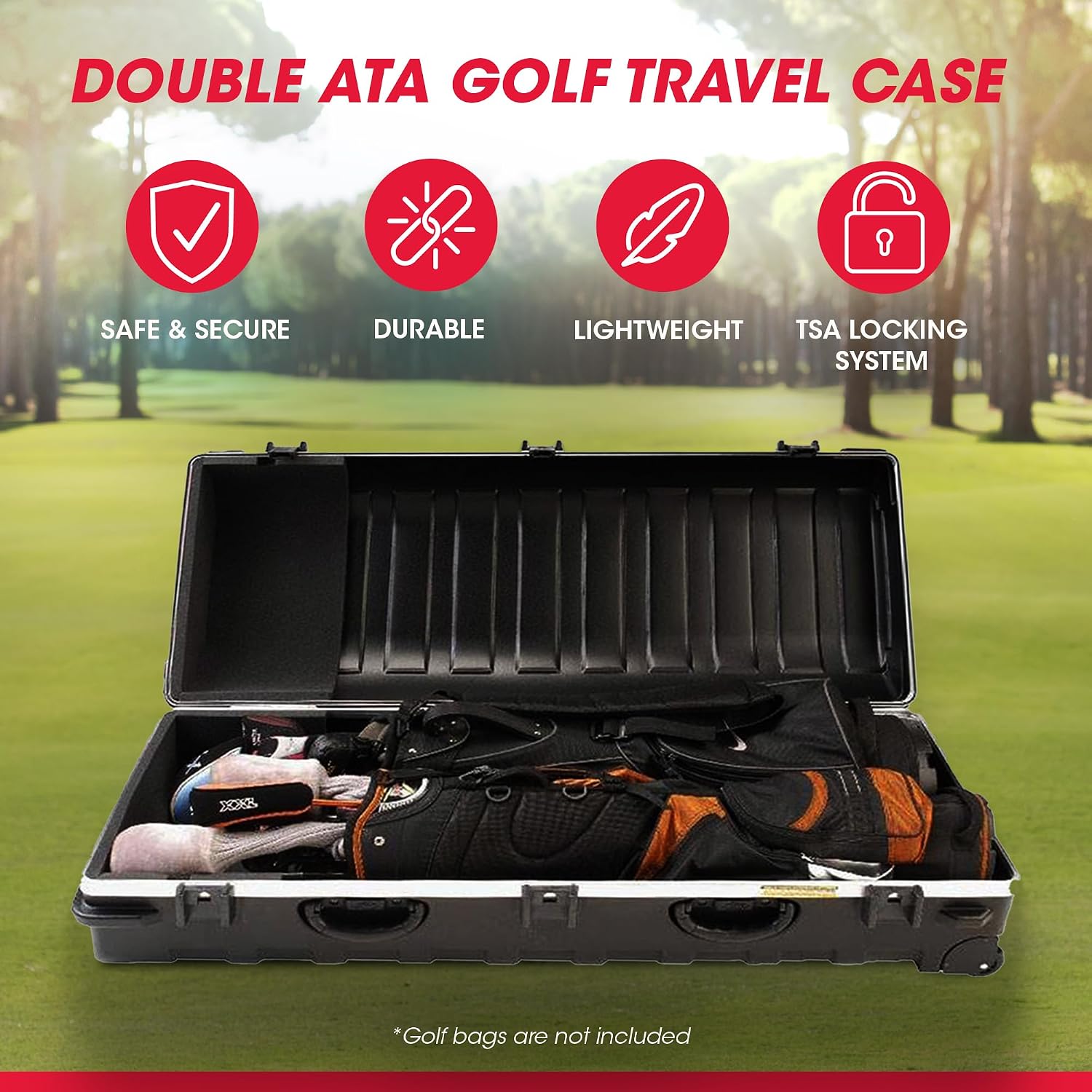 SKB Staff ATA Hard Shell Plastic Golf Travel Case for Cart Bags
