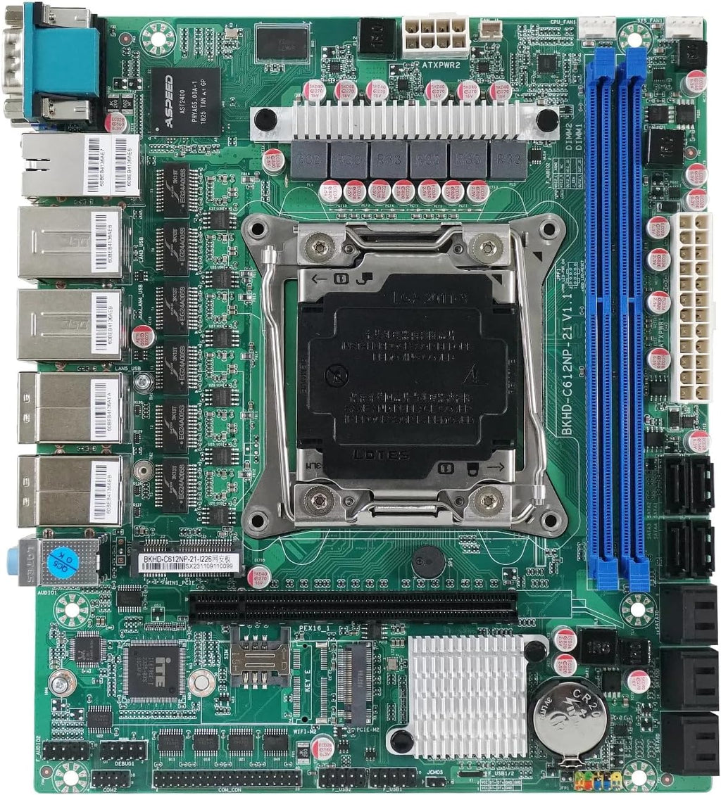 C612 NAS Motherboard Slot 10xSATA 1*M.2_ NVME PCIE ×1 LGA2011-3 for NAS Router Sever 6x2.5GbE I226 DDR4 RAM Memory