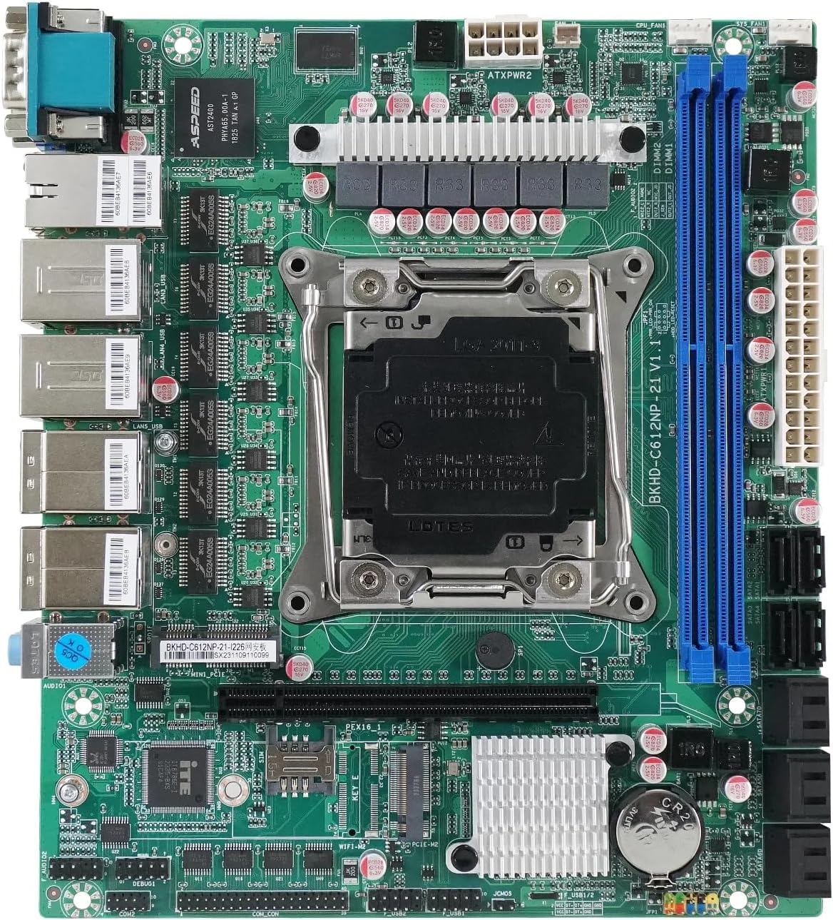 C612 NAS Motherboard Slot 10xSATA 1*M.2_ NVME PCIE ×1 LGA2011-3 for NAS Router Sever 6x2.5GbE I226 DDR4 RAM Memory