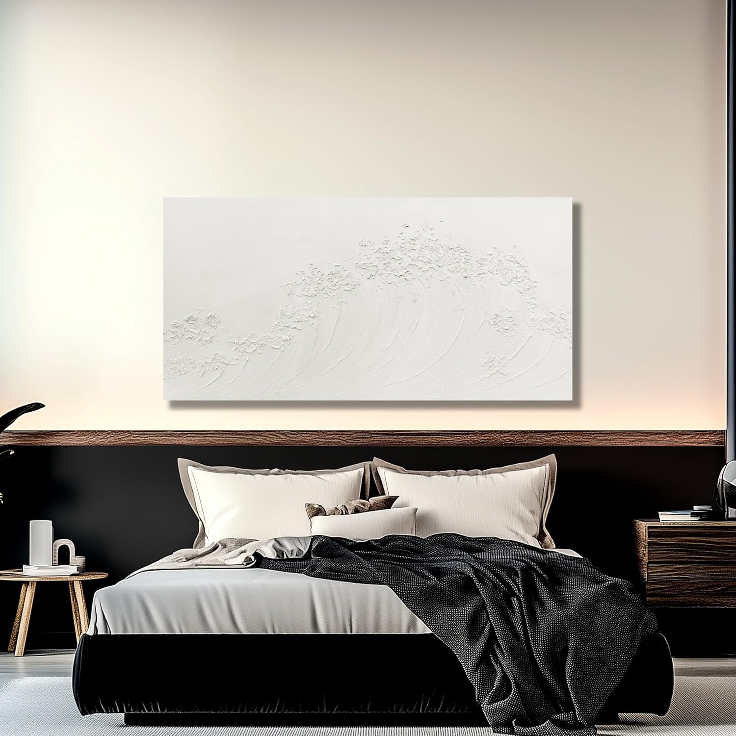 Yuaxker Large Ocean Wall Art White Wave Wall Decor Abstract Aesthetic Canvas Painting Artwork for Living Room Bedroom Dining Room Office Home Decor 30x60 Inch