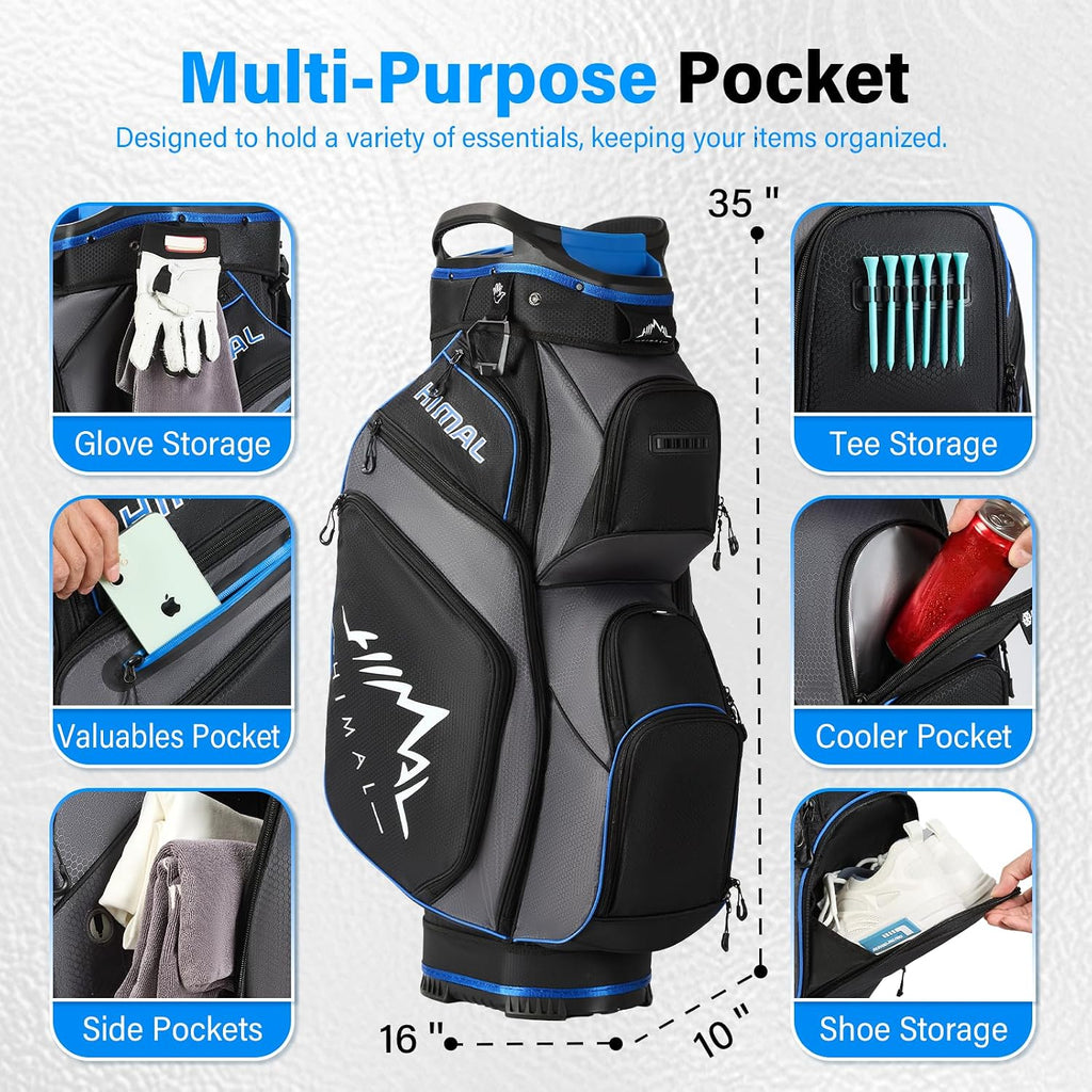 uniHimal 14-Way Golf Cart Bag, Full Length Premium Golf Bag for Men with Cooler Pocket, Handles and Rain Cover