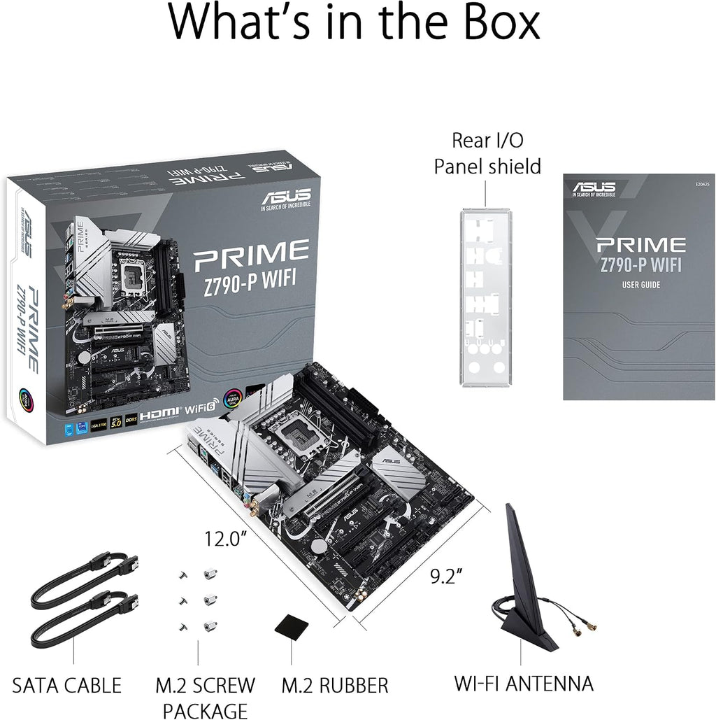 Asus Prime PRIME Z790-P WIFI Gaming Desktop Motherboard - Intel Z790 Chipset - Socket LGA-1700 - ATX - Core, Pentium Gold, Celeron Processor Supported - 128 GB DDR5 SDRAM Maximum RAM - DDR5-7200/PC5-5