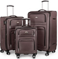 Softside Luggage Sets 3 Piece,Expandable Lightweight Durable Suitcase Sets Double Spinner Wheels w/Combination LOCK （20''/26''/30''）#Coffee