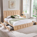 ACCOHOHO Modern King Size Bed Frame with 4 Drawers, 51' Tall Arched Recessed Headboard, Solid Wood Slats Support, Noise Free, No Box Spring Needed, Wood Platform, Natural Oak