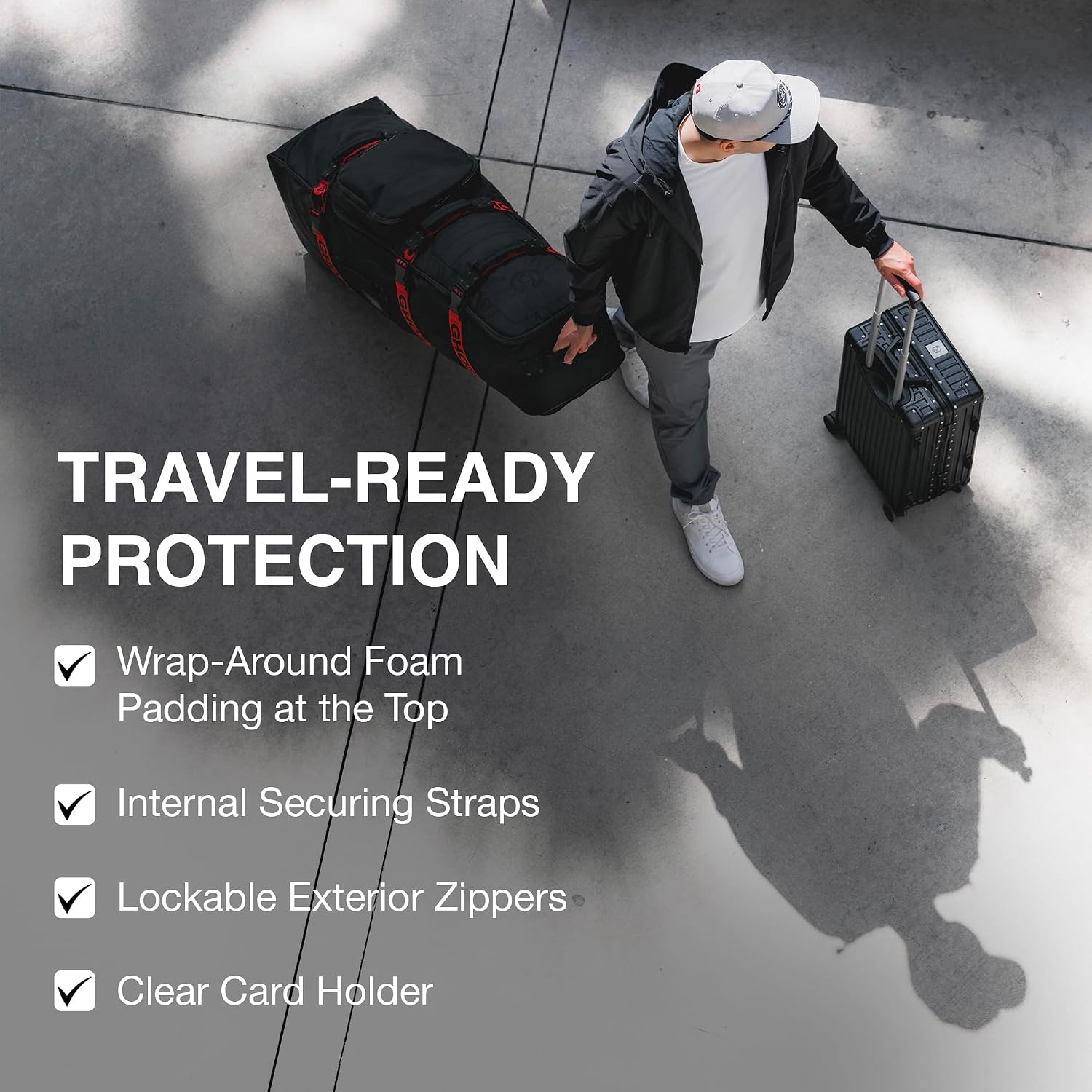 Ghost Golf AWOL Golf Travel Bag for Airlines with Wheels - Soft Padded Golf Club Travel Cover Fits All Stand & Cart Bags - Lockable Zippers, Water Resistant & Long-Lasting Heavy Duty Material