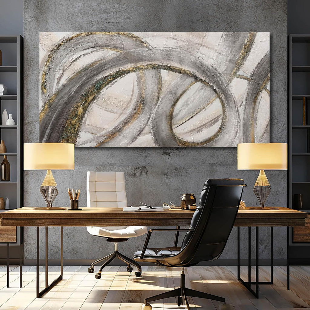 VAYIMDH Canvas Wall Art for Living Room Large Graffiti Wall Decor Grey and Beige Picture Painting for Home Office Bedroom 29'x 58' Ready to Hang