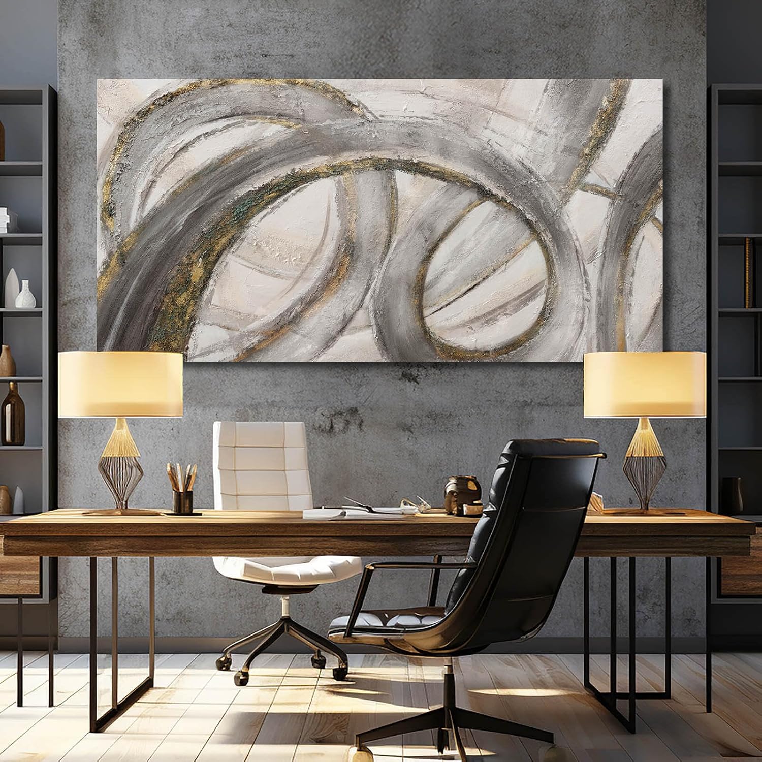 VAYIMDH Canvas Wall Art for Living Room Large Graffiti Wall Decor Grey and Beige Picture Painting for Home Office Bedroom 29'x 58' Ready to Hang