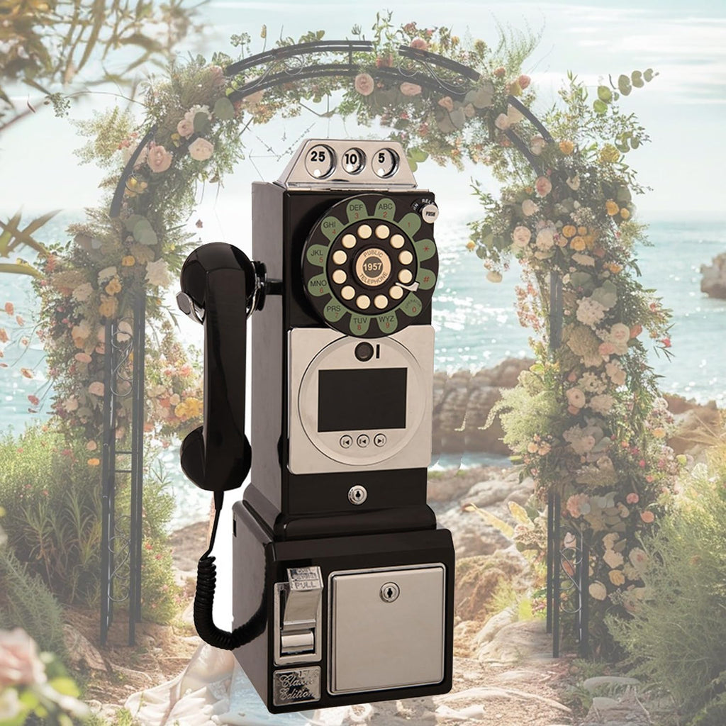 Audio Guestbook, Wedding Phone Record Custom Audio Messages with Guestbook Voicemail Voice Recording Phone with Playback for Wedding Birthday Party Anniversary,Black