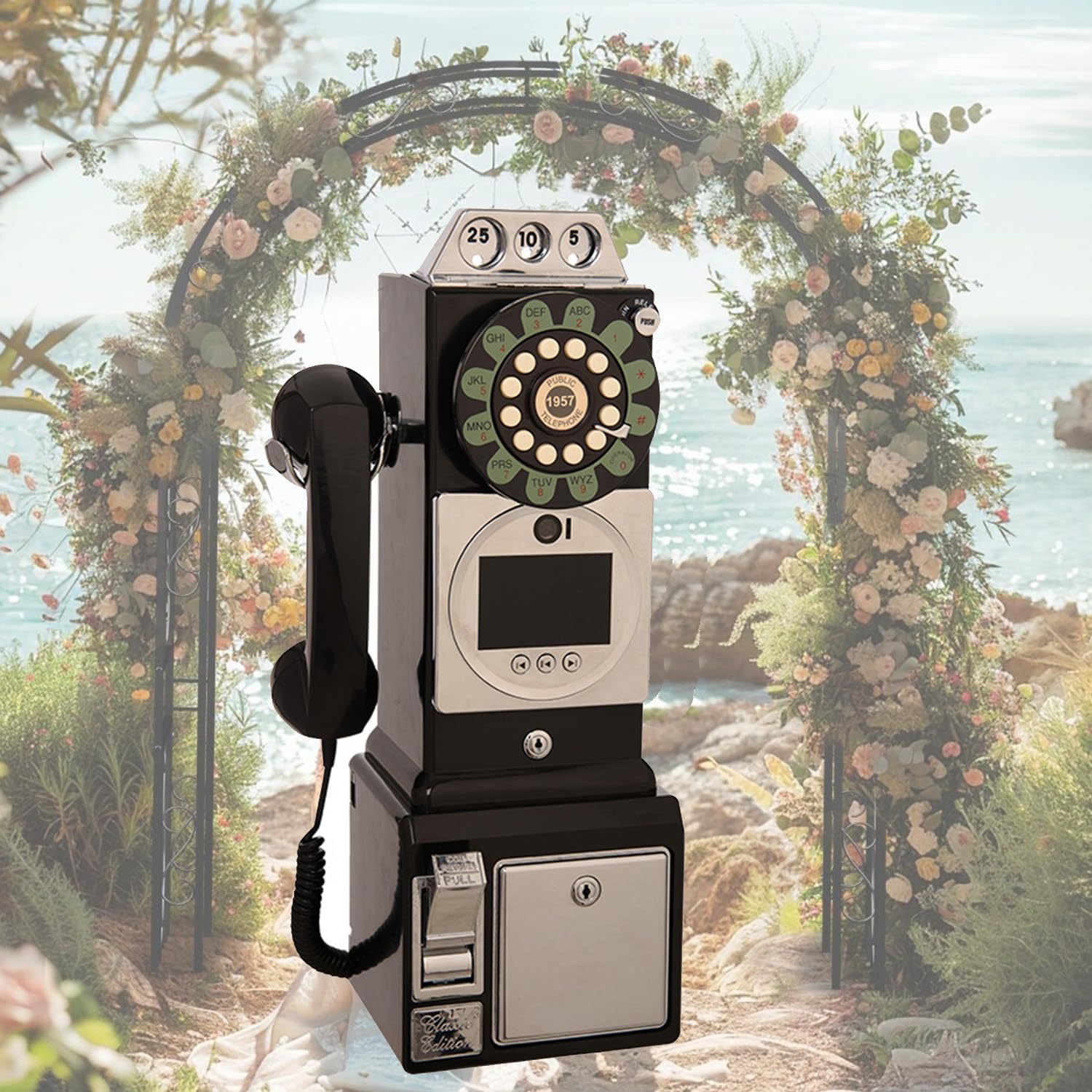Audio Guestbook, Wedding Phone Record Custom Audio Messages with Guestbook Voicemail Voice Recording Phone with Playback for Wedding Birthday Party Anniversary,Black
