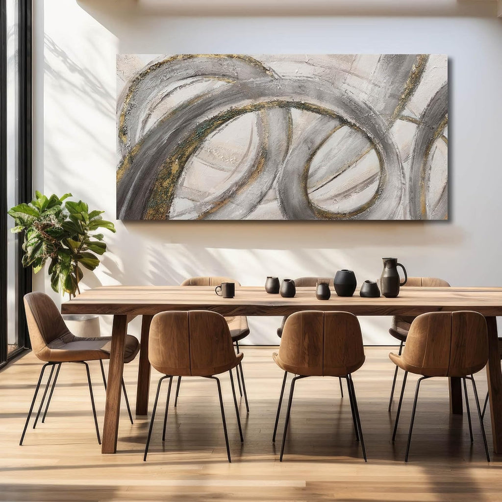 VAYIMDH Canvas Wall Art for Living Room Large Graffiti Wall Decor Grey and Beige Picture Painting for Home Office Bedroom 29'x 58' Ready to Hang