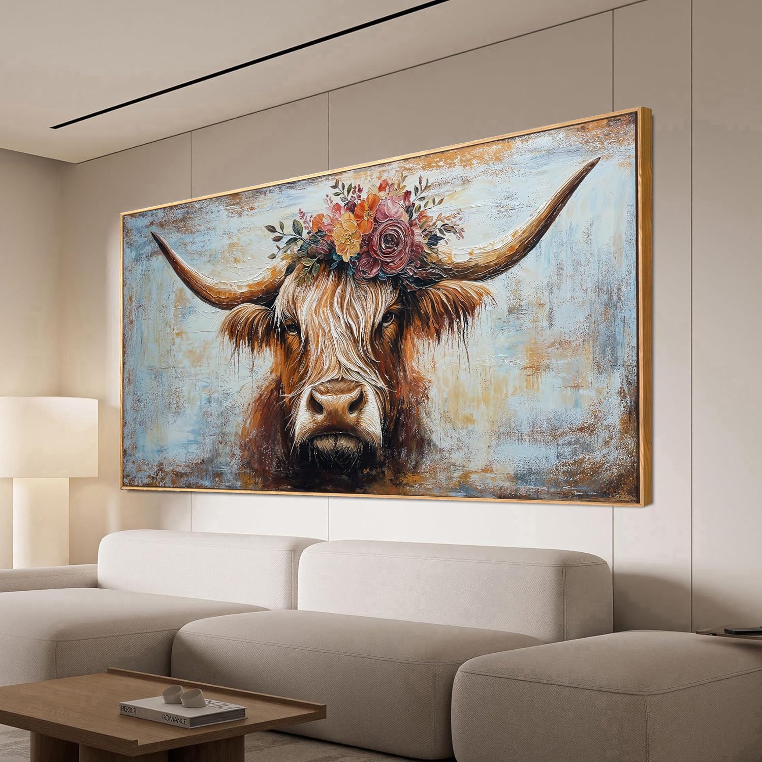 Canvas Wall Art Decor Canvas Art Wall Decor Highland Cow Wall Art Prints Wall Art Picutures for Living Room Large Vintage Wall Art Decor Framed Artwork for Walls Home Bedroom Office Decorations 29' X 59'